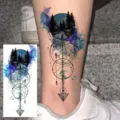 Waterdichte geometrische bos tijdelijke tattoo sticker wateroverdracht lichaamskunst - FO407 / 15x7CM
