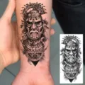 Tijdelijke tattoo sticker zwart wit krijger totem arm hand lichaam art waterdicht - FO414 / 15x7CM
