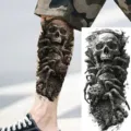Halloween dark skull spider temporary tattoo sticker for arm and leg party body art. - Skull Spider(NZ072)