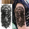 Dark Halloween skull temporary tattoo sticker gothic grim reaper arm body art transfer - Reaper Thorn Cross(NZ074)