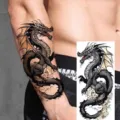 Waterproof dragon tattoo sticker for arm and leg, realistic temporary body art design. - NZ1044 / 19.8x9.6CM