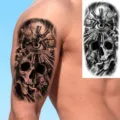Dark gothic skull clock temporary tattoo sticker for arm and leg body art decoration - Skull Clock Eye(NZ081)