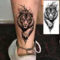 Realistische zwart-witte leeuw tijger tijdelijke tattoo sticker waterdichte lichaamskunst. - FO423 / 15x7CM