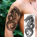 Dragon temporary tattoo sticker for arm and leg, realistic waterproof black totem body art design - NZ1046 / 19.8x9.6CM