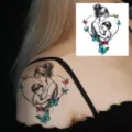 Mother and child heart butterfly temporary tattoo sticker for women and kids art - Colorful Butterfly (HA256) / 8x8cm
