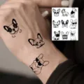 Cute French Bulldog temporary tattoo stickers, waterproof cartoon dog body art for arms. - HM095 (French Bulldog)