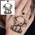 Cute baby elephant tattoo sticker hand back waterproof temporary tattoo body art design fashion. - HA196
