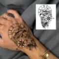 Temporary arm tattoo sticker featuring eagle clock and compass design for men and women stylish body art - HM135 (Eagle Clock Compass)