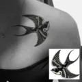 Temporary swallow tattoo sticker, classic vintage bird body art design for men and women skin. - HA240