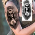 Halloween gothic skull temporary tattoo sticker for arm and leg dark style body art - Skull Rose(NZ1166)