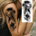 Temporary tattoo sticker dark skull gothic sacred heart arm body art waterproof design - Skull Sacred Heart(NZ1167)