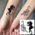 Temporary tattoo sticker set featuring fierce tiger and black panther designs for wrist skin art. - HA242
