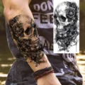 Halloween dark steampunk skull temporary tattoo sticker for arm and leg body art decoration style. - Mechanical Gear Skull(NZ1169)