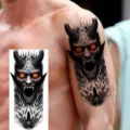 Halloween dark skull temporary tattoo sticker for arm and leg gothic body art style - Demon Skull(NZ1170)