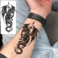 Zwarte draak tatoeage sticker tijdelijk waterdicht realistisch arm design motief art - FO435 / 15x7CM