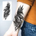 Zwart-witte realistische adelaar tijdelijke tattoo sticker voor arm hand lichaam kunst decor. - FO465 / 15x7CM