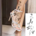 Water transfer tattoo sticker with butterfly and floral vine design for foot and hand. - Butterfly Vine Style (FO240) / 15x7CM