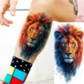 Watercolor Lion Temporary Tattoo Sticker Leg Body Art Waterproof Fake Tattoo Design Variant - NZ1214 / 19.8x9.6CM