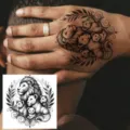 Lion family temporary tattoo sticker for hand, realistic animal art body sticker design - HA249