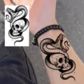 Chicano snake skull tattoo sticker waterproof temporary body art transfer for arm hand. - HS151 / 9.8x5.8cm
