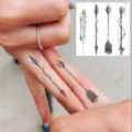 Y2K finger temporary tattoo stickers, geometric arrow feather boho fake tattoo sheet for adults. - Feather Arrow Geometry Pattern(HA238) / 8x8cm