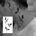 Waterproof temporary tattoo sticker featuring realistic dragon design for neck art. - HS152 / 9.8x5.8cm