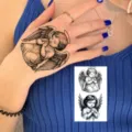 Chicano black and grey angel temporary tattoo sticker for hand, neck, and body art design. - HS159 / 9.8x5.8cm