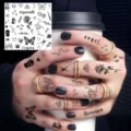 Y2K finger tattoo stickers waterproof temporary fake tattoos for women stylish body art - Dark Gothic Spiced Girl Pattern(HA241) / 8x8cm