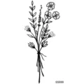 Adesivo per tatuaggio temporaneo di fiori selvatici minimalista arte di linea - SS699