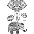 Stylo tatouage temporaire éléphant henné, variante variante motif mandala tribal noir élégant. - SS349