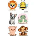 Foglio di adesivi per tatuaggi temporanei di animali cartoni animati carini per bambini. - CD177 / 12x6.8cm