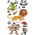 Colorful cartoon animal temporary tattoo stickers for hand and neck, cute waterproof style. - SW064 Cartoon Animals / 9.8x5.8cm