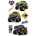 Foglio di tatuaggi temporanei monster truck, adesivi impermeabili auto da corsa bambini. - SW700 / 9.8x5.8cm