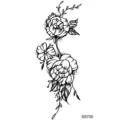 Adesivo per tatuaggio rosa nera per mano e collo, design d'arte lineare floreale SS700 - SS700