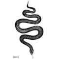 Snake temporary tattoo sticker for hand and neck, realistic black snake body design waterproof. - Snake Floral Pattern (SS913) / 9.8x5.8cm
