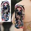 Waterproof temporary tattoo sticker for arm and leg, cool watercolor woman design body art. - WZ059 / 19.5x9.5cm