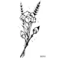 Adesivo per tatuaggio temporaneo rosa nera minimalista, elegante design d'arte floreale pelle. - SS701