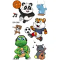 Colorful cartoon animal temporary tattoo stickers sheet featuring cute sport designs. - SW066 Cartoon Animals / 9.8x5.8cm