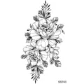 Adesivo per tatuaggio temporaneo floreale nero per body art, design di rosa finta impermeabile. - SS743