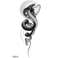 Black cobra snake temporary tattoo sticker, stylish waterproof body art design for arms. - Snake Floral Pattern (SS914) / 9.8x5.8cm
