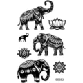 Planche de tatouages temporaires avec des motifs éléphant henné et lotus mandala pour le corps. - SS352