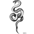 Water transfer snake tattoo sticker, black and white cobra design for hand or neck decoration. - Snake Floral Pattern (SS915) / 9.8x5.8cm