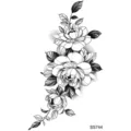 Adesivo per tatuaggio floreale in bianco e nero, elegante design di peonia per braccio. - SS744