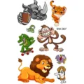 Colorful cartoon animal temporary tattoos sheet for kids body art waterproof decals - SW067 Cartoon Animals / 9.8x5.8cm