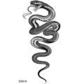Snake temporary tattoo sticker black serpent design body art for hand and neck wear stylish. - Snake Floral Pattern (SS916) / 9.8x5.8cm