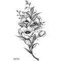 Adesivo per tatuaggio temporaneo floreale arte lineare bianco e nero design corpo SKU - SS703