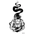 Tatuaggio temporaneo astronauta schizzo bianco e nero design spazio adesivo arte corporea - MZ135