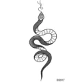 Snake Temporary Tattoo Sticker Black Line Art Minimalist Design Body Art Waterproof - Snake Floral Pattern (SS917) / 9.8x5.8cm