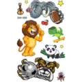 Colorful cartoon animal temporary tattoo sticker sheet featuring cute elephant and lion designs. - SW068 Cartoon Animals / 9.8x5.8cm