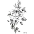 Adesivo per tatuaggio floreale in bianco e nero, design realistico con linee di rose per mano o collo. - SS746